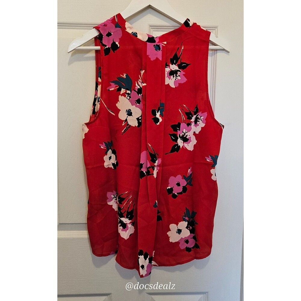 41 Hawthorn Stitch Fix Womens Red Floral Sleeveless Shirt Top Blouse Size Large - Picture 2 of 5